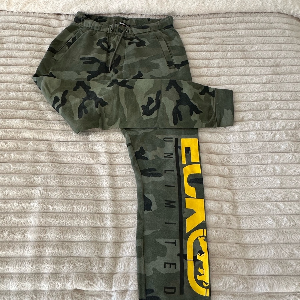 Ecko Unlimited Kids Camouflage Joggers with Yellow Logo